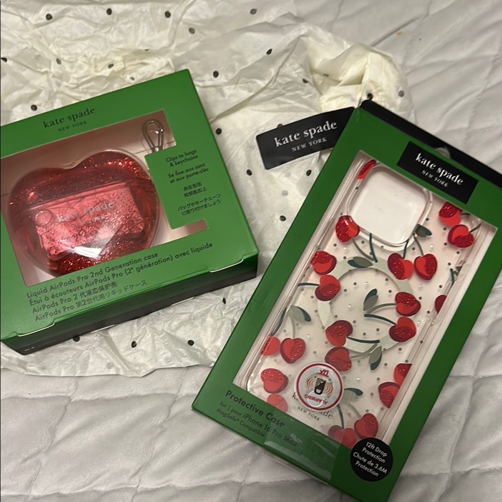 Kate Spade Cherry iPhone Case and Heart AirPods Case